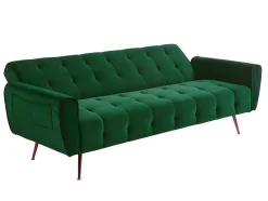Sofá Cama Clic Calc De 3 Lugares Em Veludo Azul Escuro - Polani