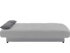 Sofá Cama Clic Clac 100% Algodao Com Espaco De Arrumação Cor Cinza Claro E Almofadas A Contrastar - Farwest Ii