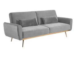 Sofá Cama Clic Clac De 3 Lugare Em Veludo Cinzento Claro -Launei