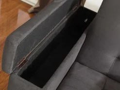 Sofá Cama Clic Clac De 3 Lugares Em Microfibra Com Mesinha De Centro Rebatível Cinzento - Devonshire