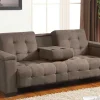 Sofá Cama Clic Clac De 3 Lugares Em Microfibra Com Mesinha De Centro Rebatível Castanho - Devonshire