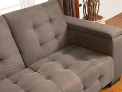 Sofá Cama Clic Clac De 3 Lugares Em Microfibra Com Mesinha De Centro Rebatível Castanho - Devonshire
