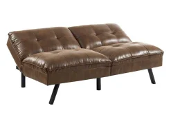 Sofá Cama Clic Clac De 3 Lugares Em Microfibra Envelhecida Castanho - Pegula