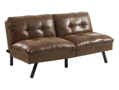 Sofá Cama Clic Clac De 3 Lugares Em Microfibra Envelhecida Castanho - Pegula