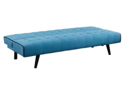 Sofá Cama Clic Clac De 3 Lugares Em Tecido Azul E Contornos Pretos - Bayou