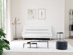 Sofá Cama Clic Clac Em Pele Sintética Branco - Maxime