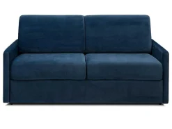 Sofá-Cama De 3 Lugares Com Abertura Expresso De Veludo Azul Meia-Noite - Cama De 140 Cm E Colchão De 14 Cm - Calife