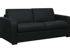 Sofá-Cama De 3 Lugares Convertivel Abertura Rapida Em Couro Preto Colchão De 18 Cm - Bevis