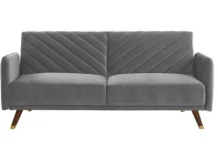 Sofá Cama De 3 Lugares Convertivel Em Cama Em Veludo Cinzento Claro - Joris