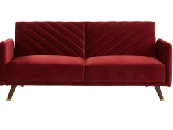 Sofá Cama De 3 Lugares Convertivel Em Cama Em Veludo Vermelho - Joris