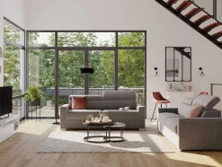 Sofá Cama 4 Lugares Abertura Facil Em Tecido Cinzento - Cama De 160 Cm E Colchão De 18 Cm - Vizir