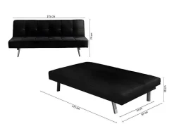 Sofá Cama 2 Plazas Ainhoa Clic Clac Terciopelo 175X74Cm Gris
