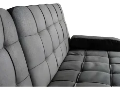 Sofá Chaise Longue Aroa-Xs, Tecido Conversivel De 3 Lugares Em Camacolor Cinza/Escuro, 198X150Cm