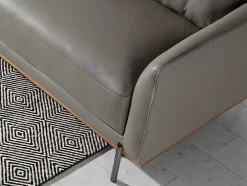 Sofá Chaise Longue Em Couro E Aco 6154