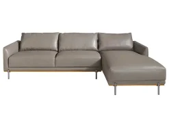 Sofá Chaise Longue Em Couro E Aco 6154