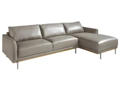 Sofá Chaise Longue Em Couro E Aco 6154