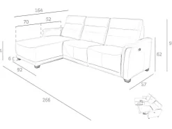 Sofá Chaise Longue Em Couro E Com Relax 6155
