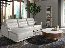 Sofá Chaise Longue Em Couro E Com Relax 6155