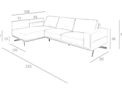 Sofá Chaise Longue Em Pele E Aco Preto 6161