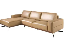 Sofá Chaise Longue Em Pele E Aco Preto 6161