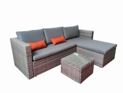 Sofá Chaise Longue Ratan + Mesa. Modelo Ms029-1-Gr, Moveis De Jardim E Terraco