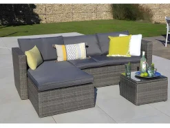 Sofá Chaise Longue Ratan + Mesa. Modelo Ms029-1-Gr, Moveis De Jardim E Terraco