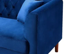 Sofá Chesterfield De 3 Lugares Em Veludo Azul-Escuro - Arsene