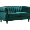 Sofá Chesterfield 2 Lugares Veludo Verde Esmeralda - Trumbo