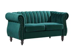 Sofá Chesterfield 2 Lugares Veludo Verde Esmeralda - Trumbo