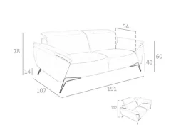 Sofá De 2 Assentos Estofado Em Couro Taupe Grey 6131