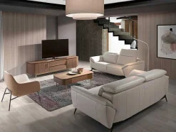 Sofá De 2 Assentos Estofado Em Couro Taupe Grey 6131