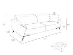 Sofá De 3 Assentos Estofado Em Couro Taupe Grey Color 6132