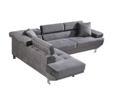 Sofá De Canto Chaise Longue Executive Cinza 262X190Cm Vista Frontal Lado Esquerdo
