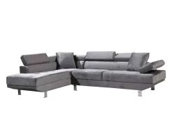 Sofá De Canto Chaise Longue Executive Cinza 262X190Cm Vista Frontal Lado Esquerdo