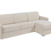 Sofá De Canto Convertivel Abertura Rapida E Reversivel Tecido Bege, Cama 140 Cm E Colchão 18 Cm - Calife