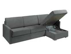Sofá De Canto Convertivel Abertura Rapida E Reversivel Tecido Cinza, Cama 140 Cm E Colchão 14 Cm - Calife