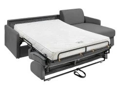 Sofá De Canto Convertivel Abertura Rapida E Reversivel Tecido Cinza, Cama 140 Cm E Colchão 14 Cm - Calife