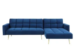 Sofá De Canto Convertivel Reversivel Clic-Clac Em Veludo Azul-Real - Nieto