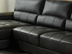 Sofá De Canto Em Pele Preto - Canto Esquerdo - Metropolitan Ii