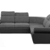 Sofá De Canto Modular Com Arrumação Em Tecido E Pele Sintética Bicolor Cinzento Escuro E Preto - Rabelais