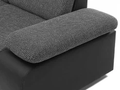 Sofá De Canto Modular Com Arrumação Em Tecido E Pele Sintética Bicolor Cinzento Escuro E Preto - Rabelais