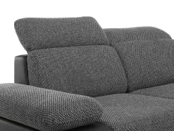 Sofá De Canto Modular Com Arrumação Em Tecido E Pele Sintética Bicolor Cinzento Escuro E Preto - Rabelais