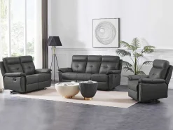 Sofá De 2 Lugares Articulado Em Pele Cinzento - Vineta
