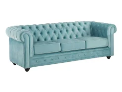 Sofá De 3 Lugares Chesterfield - Veludo Azul Pastel