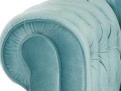 Sofá De 3 Lugares Chesterfield - Veludo Azul Pastel