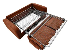 Sofá De 3 Lugares Convertivel Abertura Rapida Tecido Matizado Terracota, Cama 140 Cm E Colchão 14 Cm - Bevis