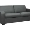 Sofá De 3 Lugares Convertivel Abertura Rapida Em Couro Cinza Colchão 18 Cm - Bevis