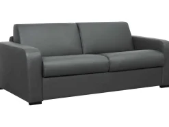 Sofá De 3 Lugares Convertivel Abertura Rapida Em Couro Cinza Colchão 18 Cm - Bevis