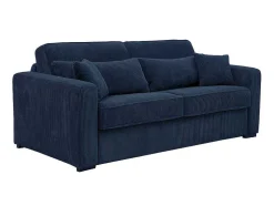 Sofá De 4 Lugares Convertivel Abertura Rapida Veludo Canelado Azul, Cama De 160 Cm, Colchão De 18 Cm - Mondovi