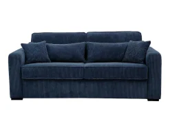Sofá De 4 Lugares Convertivel Abertura Rapida Veludo Canelado Azul, Cama De 160 Cm, Colchão De 18 Cm - Mondovi
